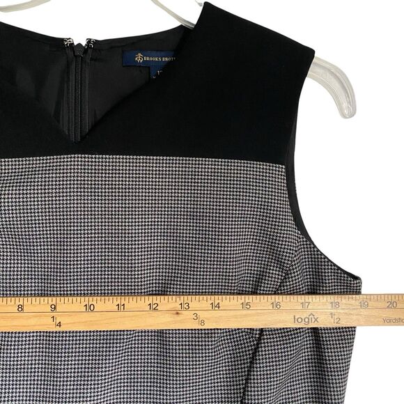 Brooks Brothers Sheath Dress 12 Gray Houndstooth Wool Career Office Wear - Picture 6 of 13